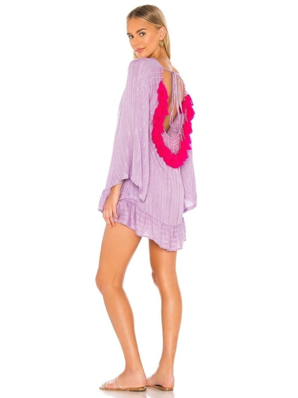 Sundress X Revolve XS/S Indiana Dress in Roma Lavender & Fushia Boho Beachy